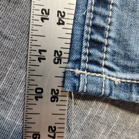 Miss Me Jeans women's Size 27 Medium Wash Boyfriend Capri Thick Stitch Flap - Picture 9 of 16